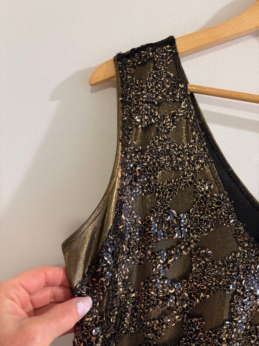 Express Metallic Bronze Sequin V-Neck Mini Dress medium - Picture 5 of 9